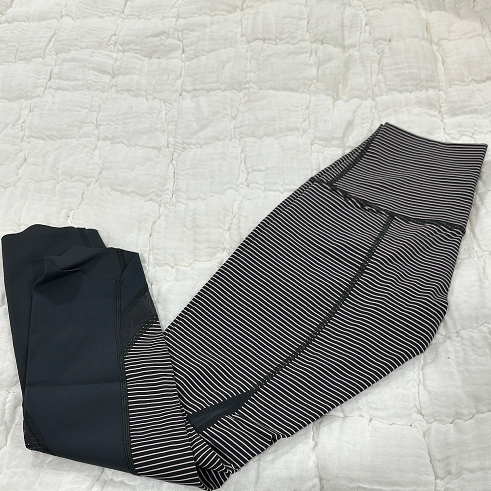 Lululemon Black and White Striped Leggings